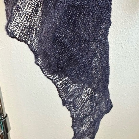 EILEEN FISHER Blue Linen Cropped Cardigan L - Picture 5 of 8